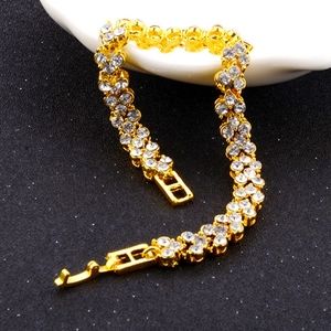 Gold Color Adjustable Cubic Zirconia Tennis Bracelet